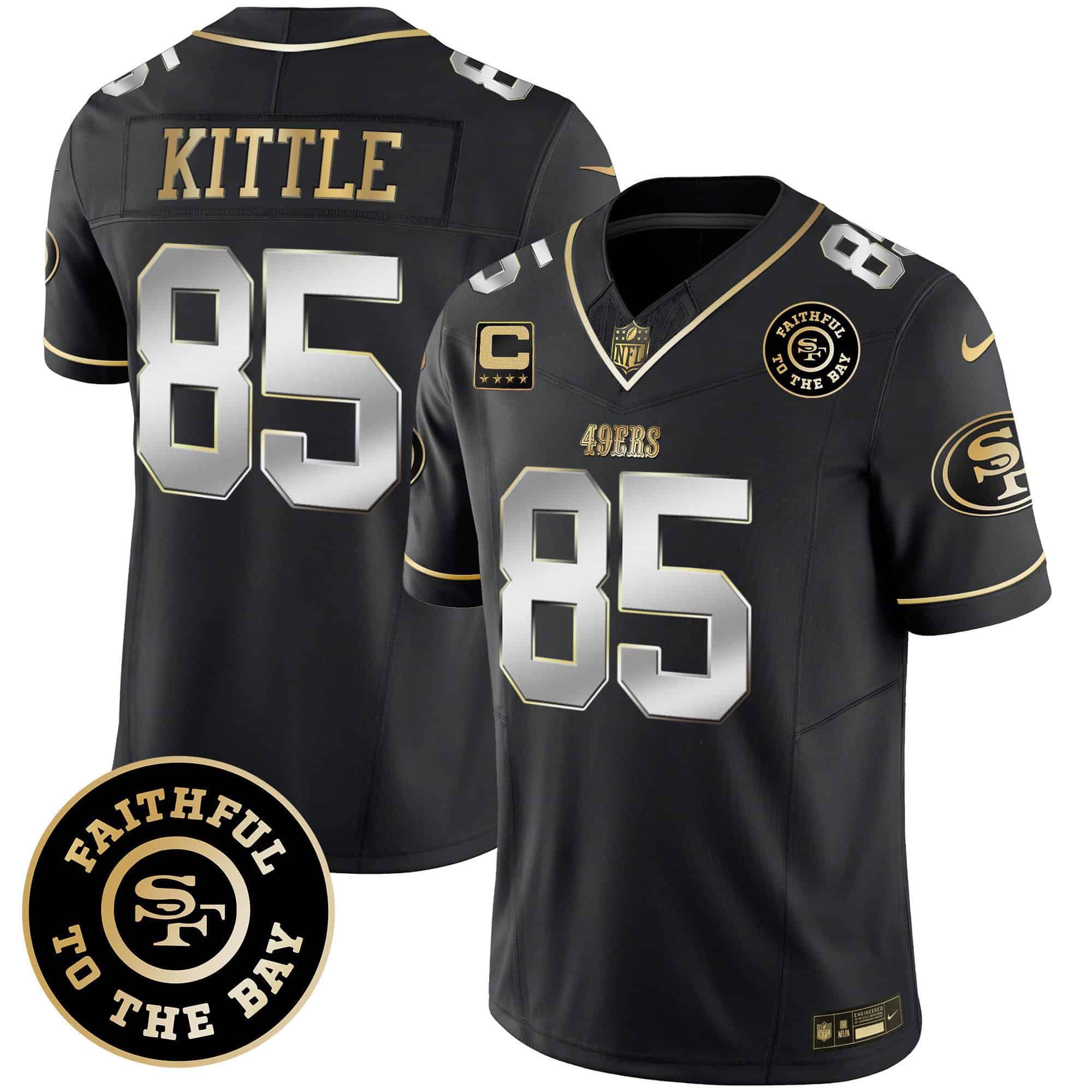 Men San Francisco 49ers 85 Kittle Black 2024 Nike Faithful To The Bay Patch Vapor Limited NFL Jersey style 1